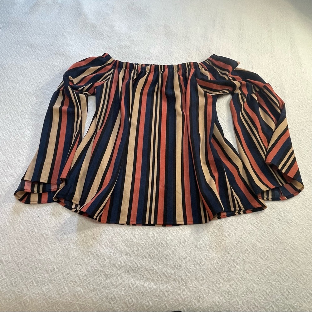 Peppermint Multicolor Striped‎ Blouse Size Large